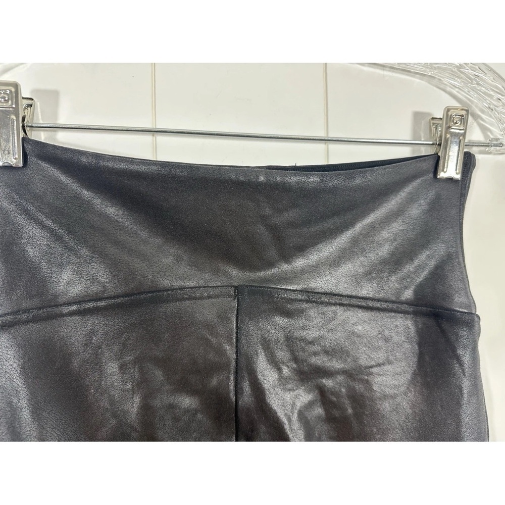 Spanx Leggings Womens Sz M Faux Leather Moto Black Pants Slimming Stretch Skinny - Picture 12 of 12